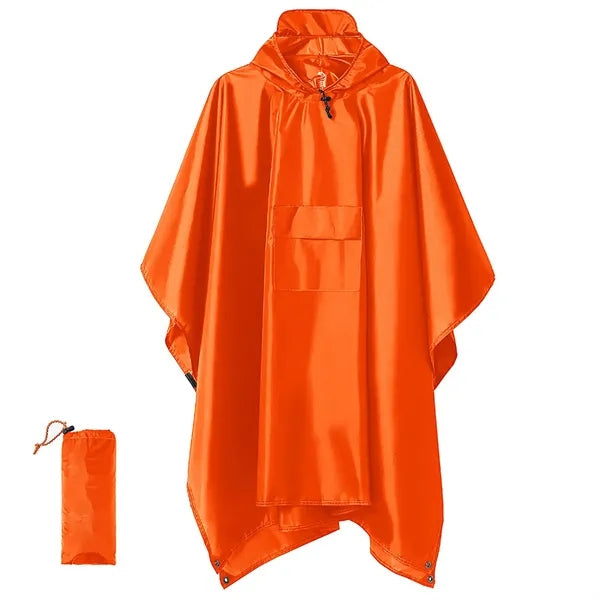 Adults' Hooded Rain Poncho with Handy Pouch