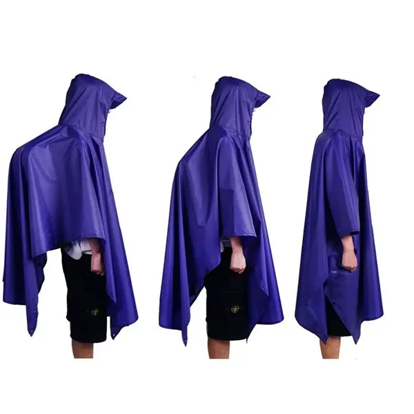 Adults' Hooded Rain Poncho with Handy Pouch