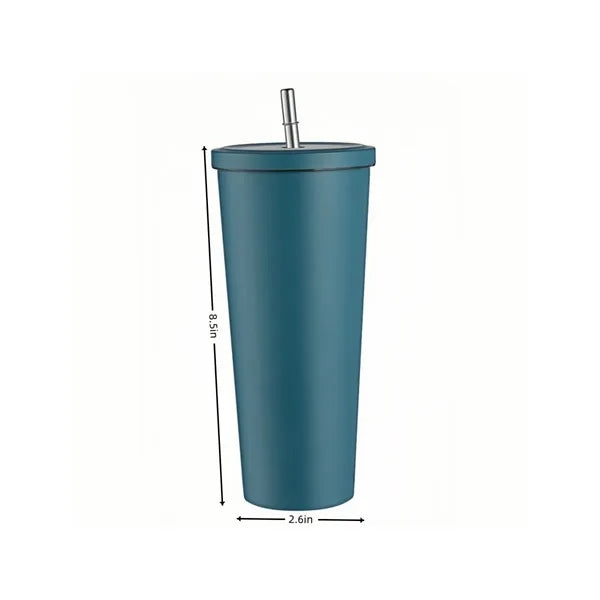 25 oz Stainless Steel Tumbler with Lid and Straw