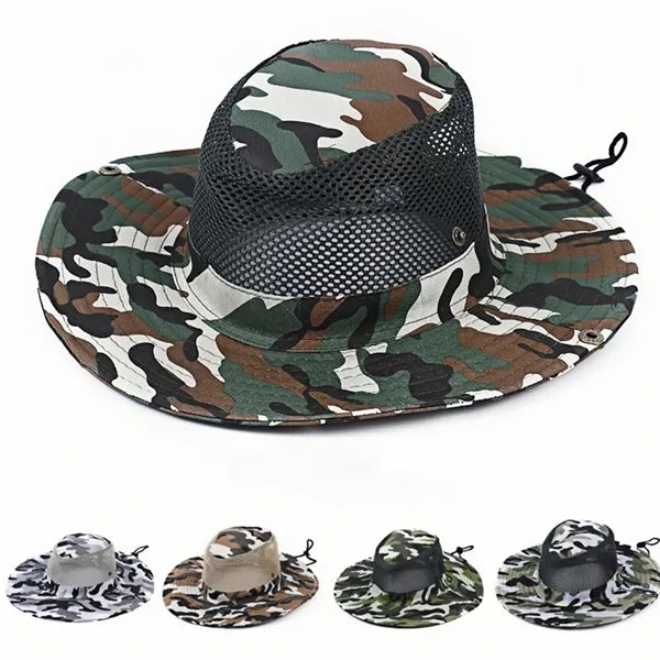 Mens Fishing Hat Wide Large Brim Sun with Camouflage