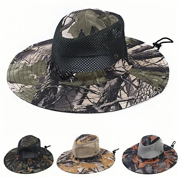 Mens Fishing Hat Wide Large Brim Sun with Camouflage