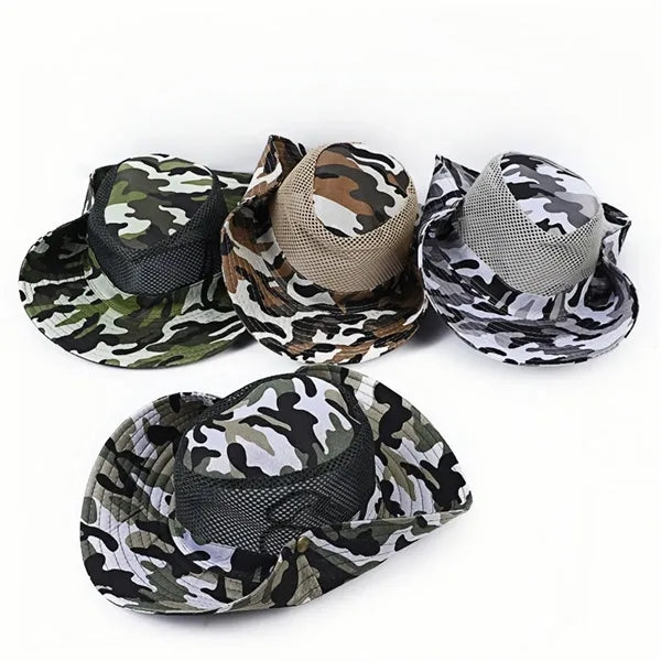 Mens Fishing Hat Wide Large Brim Sun with Camouflage