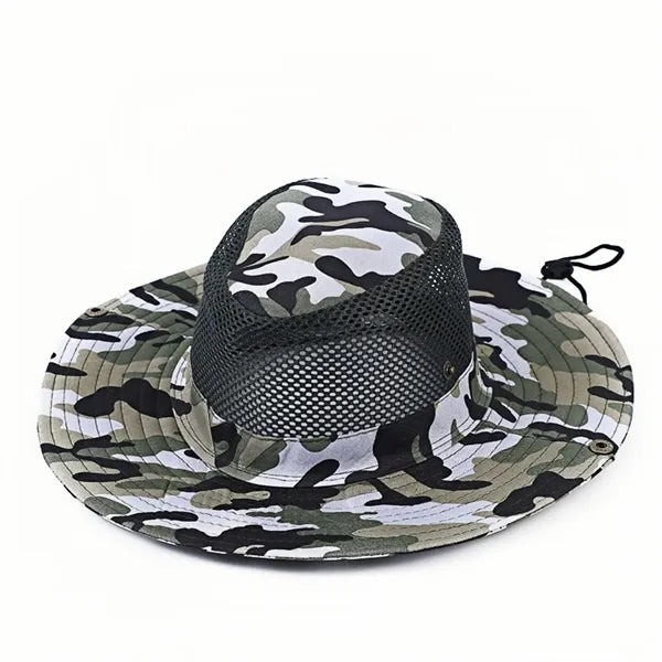 Mens Fishing Hat Wide Large Brim Sun with Camouflage