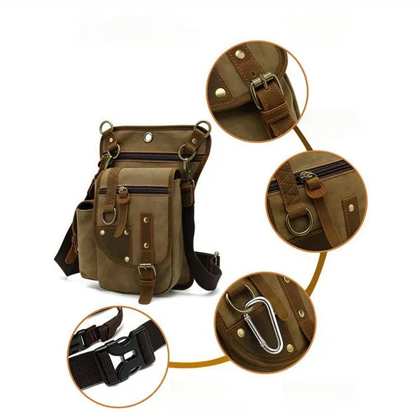Canvas Drop Leg Bag Tactical Thigh Outdoor Waist Pack