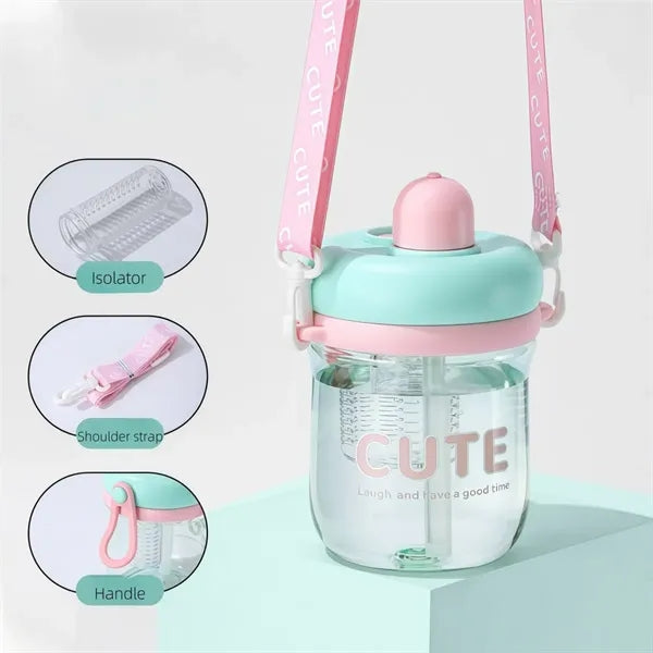 Kawaii Water Bottle Straw 22oz with Two Ways to Dinking