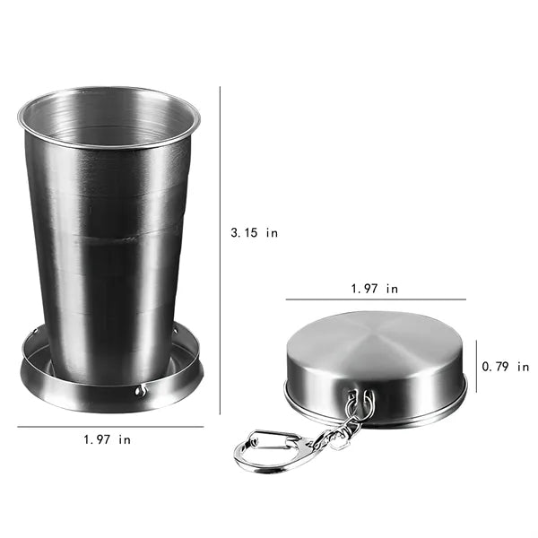 Stainless Steel Collapsible Travel Folding Pocket Cup