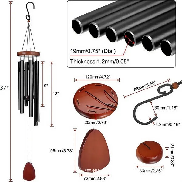 Large Aluminium Wind Chimes 37 Inches to Garden Patio