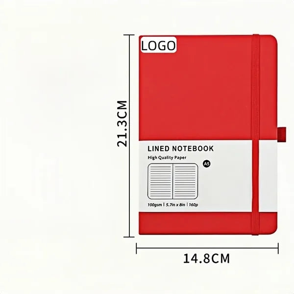 Premium PU Leather A5 Notebook with Elastic Closure