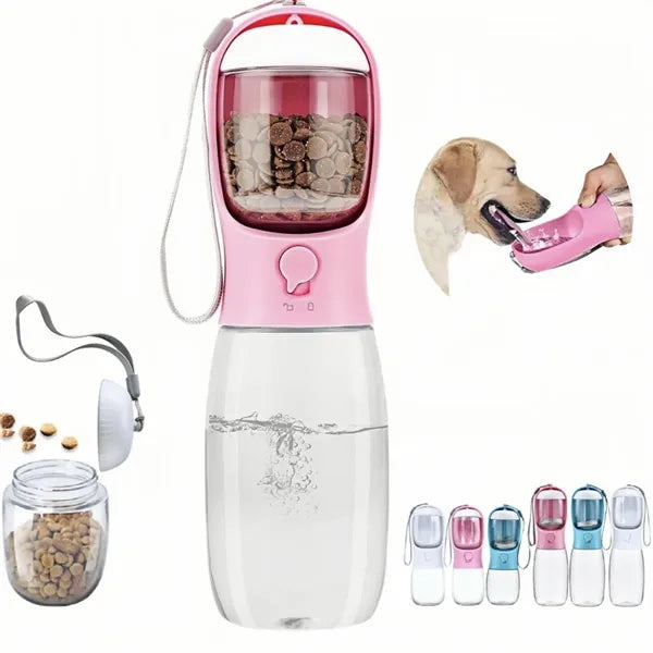 18.5oz 2-in-1 Portable Pet Water Bottle With Food Dispenser