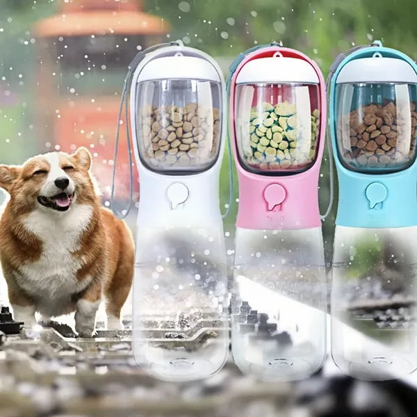18.5oz 2-in-1 Portable Pet Water Bottle With Food Dispenser