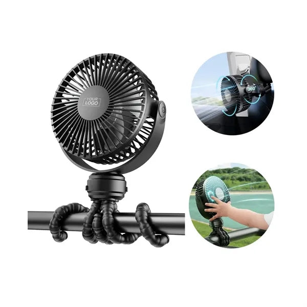 Mini Rechargeable 3 Speed Clip Fan 360 Tripod