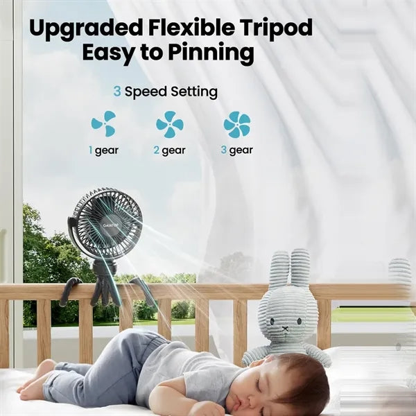 Mini Rechargeable 3 Speed Clip Fan 360 Tripod