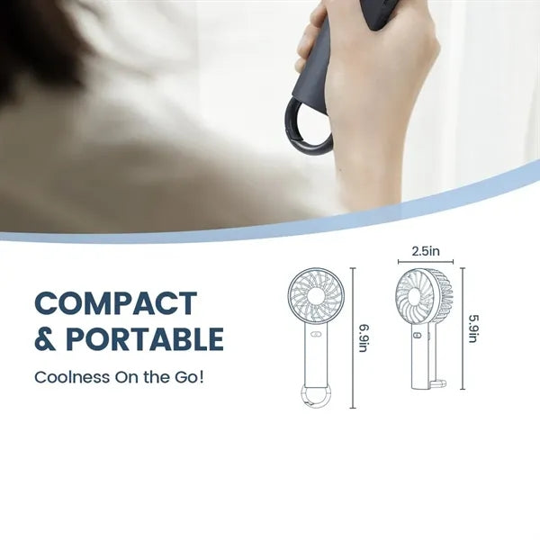 Mini Handheld Fan USB Rechargeable 3Speed Travel Outdoor
