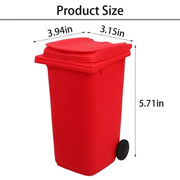 Mini Plastic Trash Can Bin Pen Holder with Lid