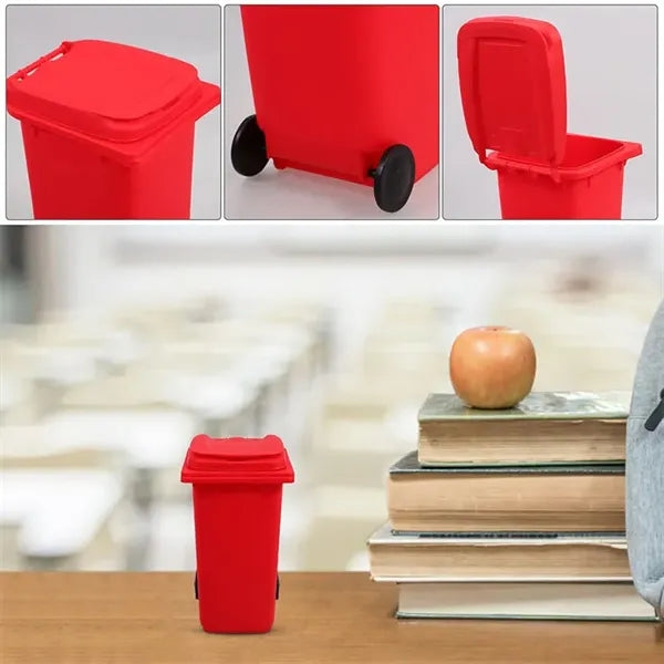 Mini Plastic Trash Can Bin Pen Holder with Lid