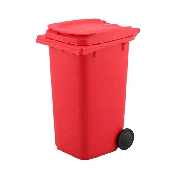 Mini Plastic Trash Can Bin Pen Holder with Lid