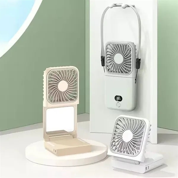 2500mAh USB Rechargeable Foldable Handheld Fan with Mirror