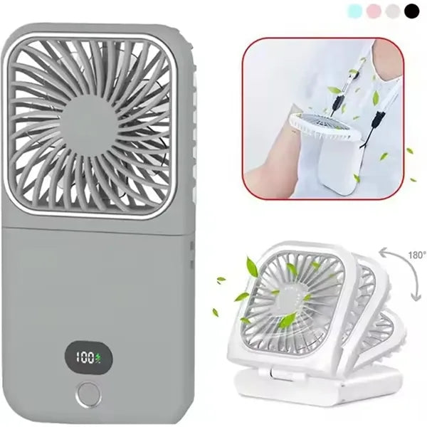 2500mAh USB Rechargeable Foldable Handheld Fan with Mirror