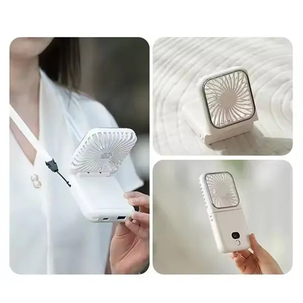 2500mAh USB Rechargeable Foldable Handheld Fan with Mirror