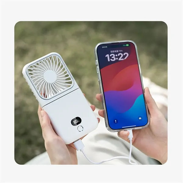2500mAh USB Rechargeable Foldable Handheld Fan with Mirror