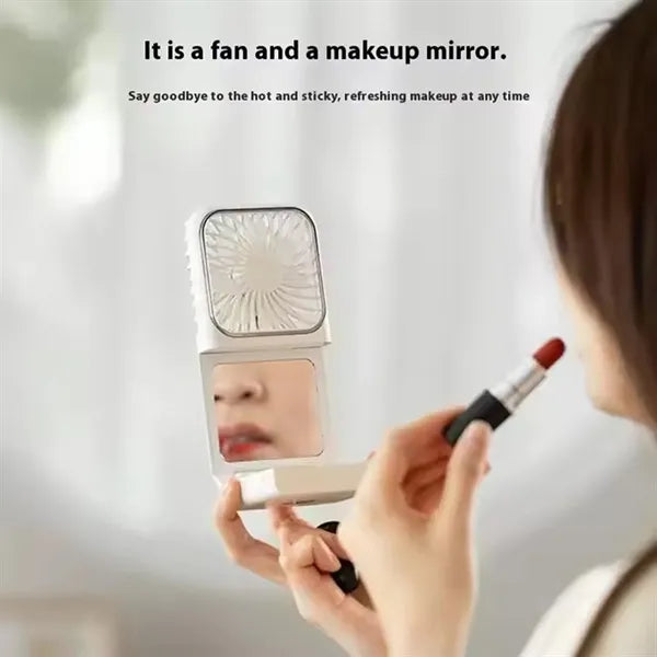 2500mAh USB Rechargeable Foldable Handheld Fan with Mirror