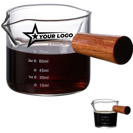 3oz.Italian Coffee Cup Mini Wooden Handle Glass Milk Jugs