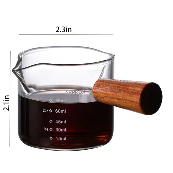 3oz.Italian Coffee Cup Mini Wooden Handle Glass Milk Jugs
