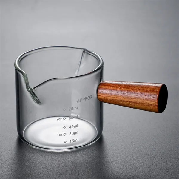 3oz.Italian Coffee Cup Mini Wooden Handle Glass Milk Jugs