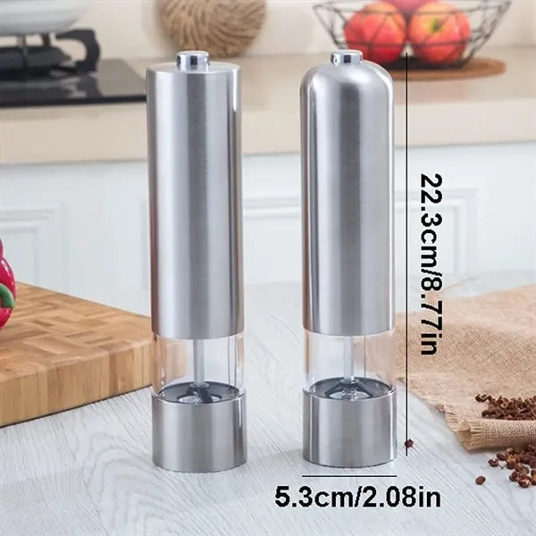 Electric Pepper Grinder Set Stainless Steel Battery Operated