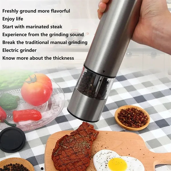 Electric Pepper Grinder Set Stainless Steel Battery Operated