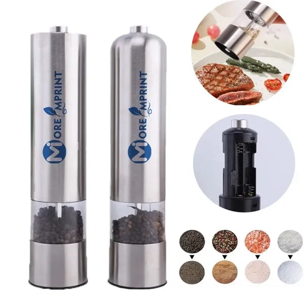 Electric Pepper Grinder Set Stainless Steel Battery Operated