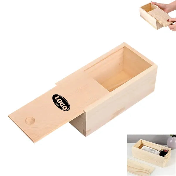 Unfinished Wood Storage Box With Slide Lid