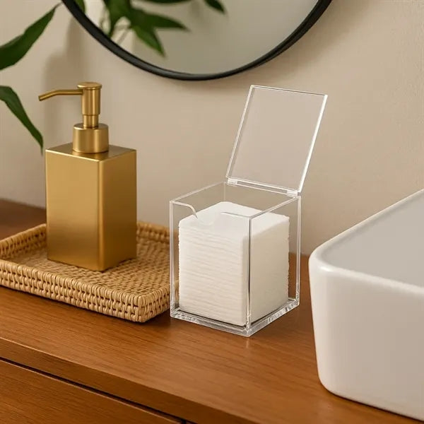 Acrylic Face Towel Holder with Flip Lid