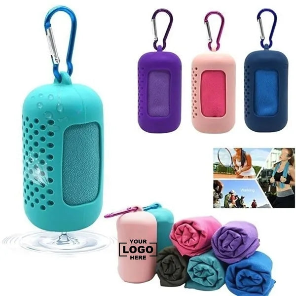 Summer Portable Silicone Case Cooling Towel