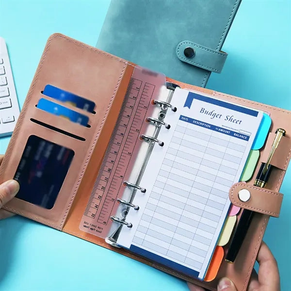 Portable soft PU leather A6 binder planner notebook
