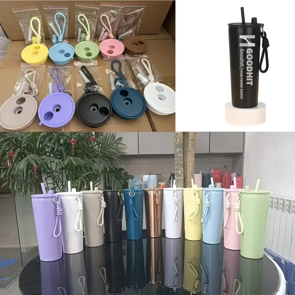 24oz Stainless Steel Insulated Tumbler With lid And Straw