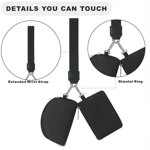 Zippered Wristlet Pouch With Removable Strap