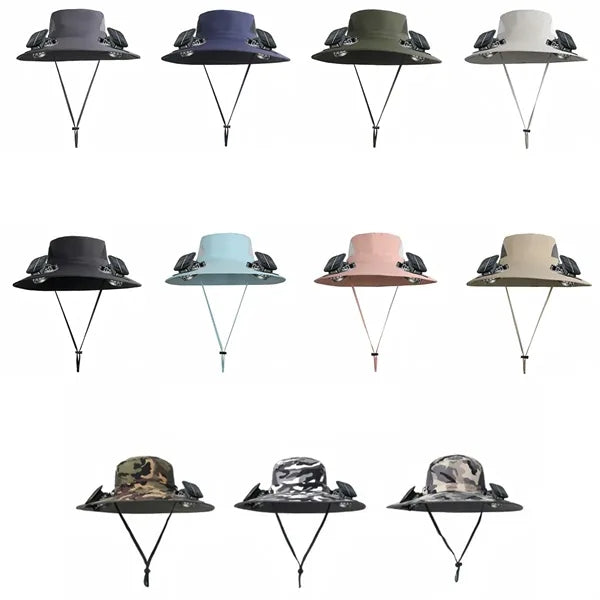 Wide Brim Sun Hats With 2 Solar Fan