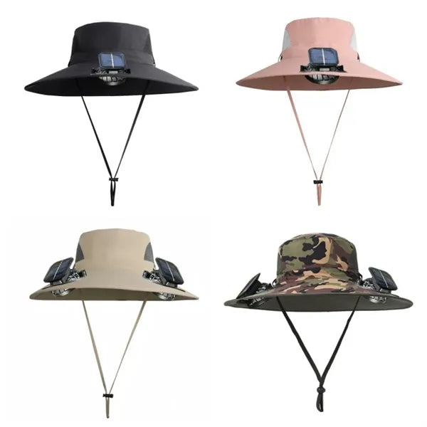 Wide Brim Sun Hats With 2 Solar Fan