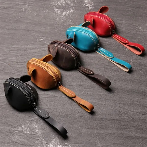 Genuine Leather Mouse Coin Purse Change Pouch Holder Cute