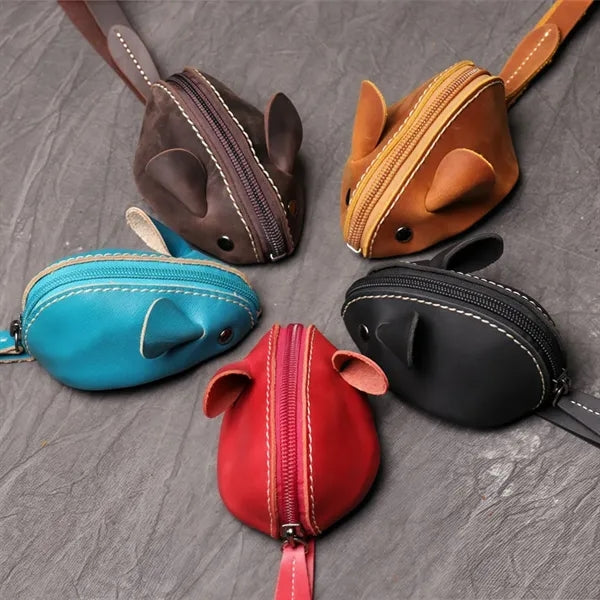 Genuine Leather Mouse Coin Purse Change Pouch Holder Cute