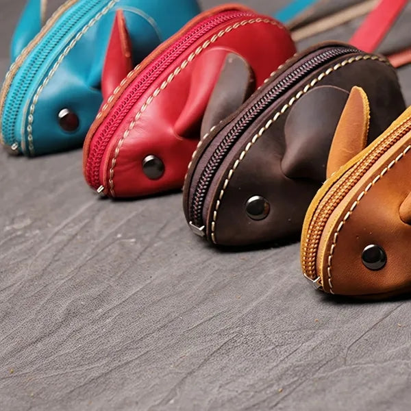 Genuine Leather Mouse Coin Purse Change Pouch Holder Cute