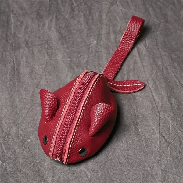 Genuine Leather Mouse Coin Purse Change Pouch Holder Cute