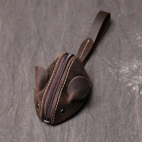 Genuine Leather Mouse Coin Purse Change Pouch Holder Cute