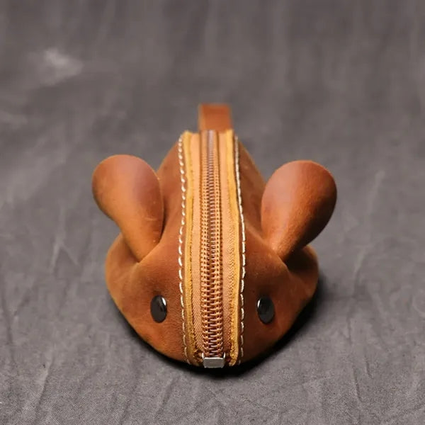 Genuine Leather Mouse Coin Purse Change Pouch Holder Cute