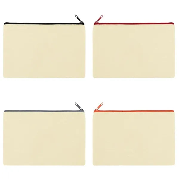 9" X 6" Cotton Canvas Zipper Pouch