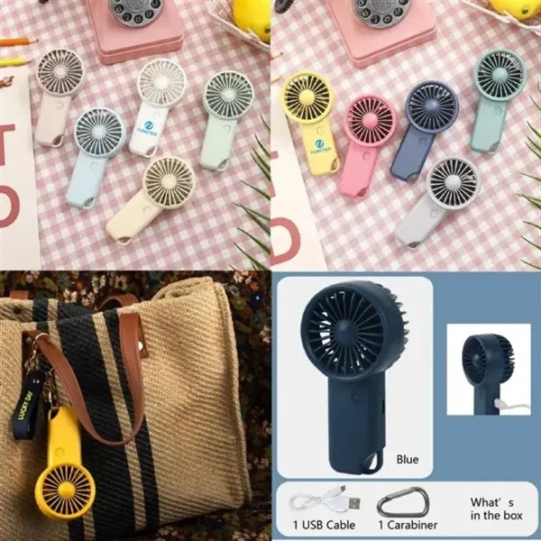 Portable Mini Handheld Fan W/Carabiner