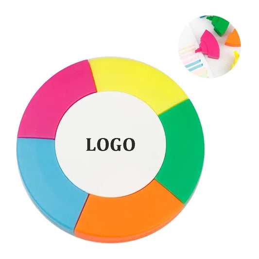 5-in-1 Round Highlighter Pen with Five Colors
