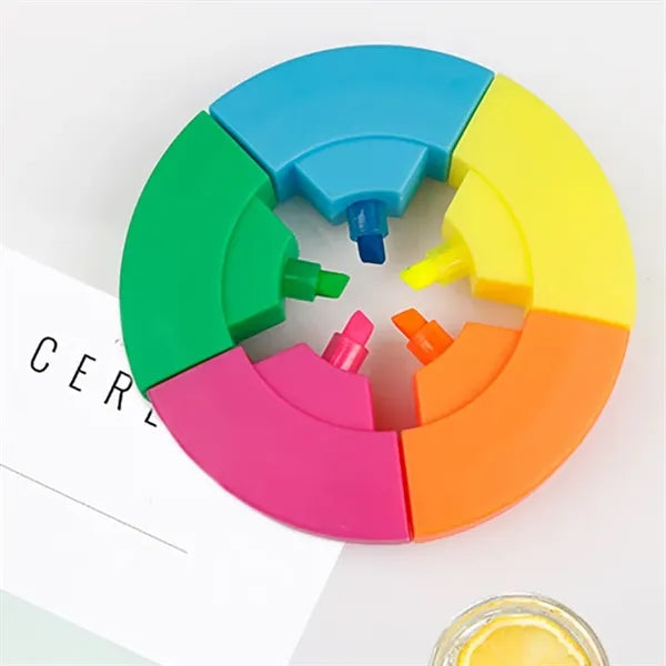 5-in-1 Round Highlighter Pen with Five Colors