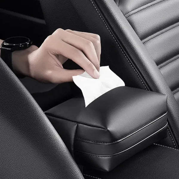 Leather Car Armrest Tissue Box